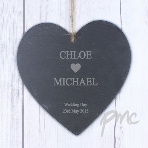 Personalised Large Heart Motif Slate Heart