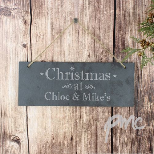 Personalised Christmas Hanging Slate Plaque