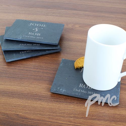 Personalised Couples 4 Pack of Slate Coasters
