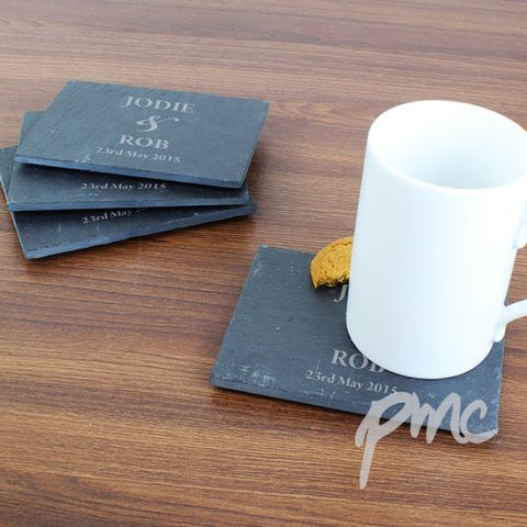 Personalised Couples 4 Pack of Slate Coasters