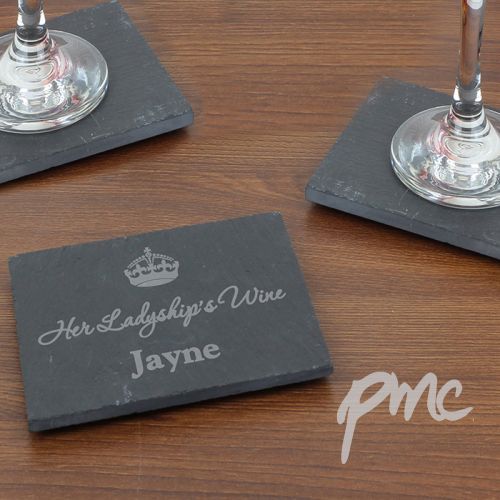 Personalised Crown Motif Single Slate Coaster