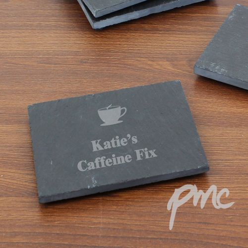 Personalised Hot Drink Motif Single Slate Coaster