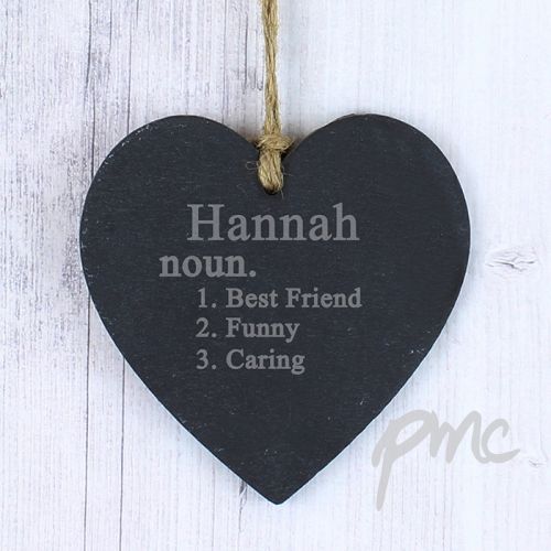 Personalised Word Definition Slate Heart Decoration