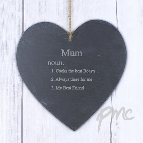 Personalised Word Definition Large Slate Heart