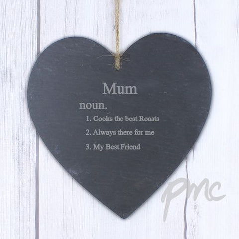 Personalised Word Definition Large Slate Heart