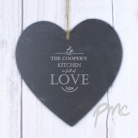 Personalised Full of Love Large Slate Heart Decoration