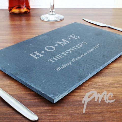 Personalised HOME Slate Rectangle Placemat