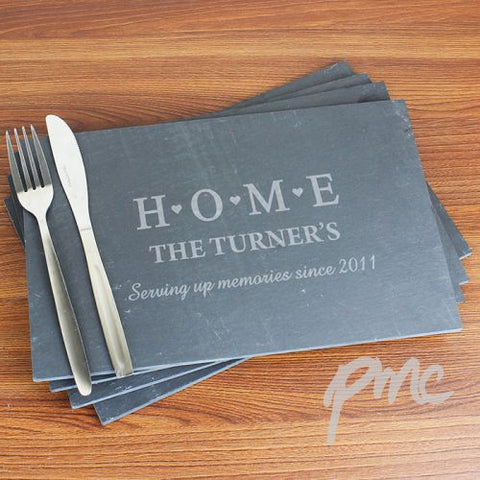 Personalised HOME Slate Rectangle Placemat 4 Pack