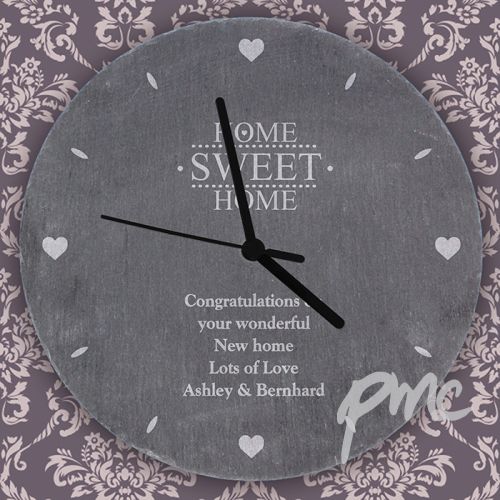Personalised Home Sweet Home Slate Clock