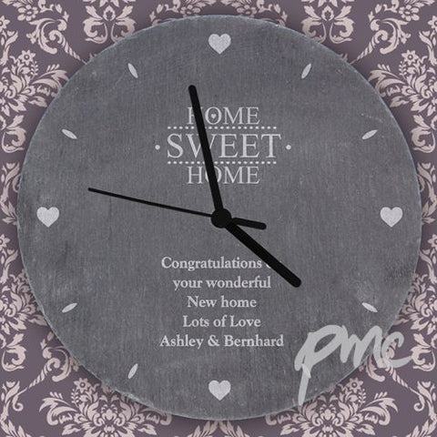 Personalised Home Sweet Home Slate Clock