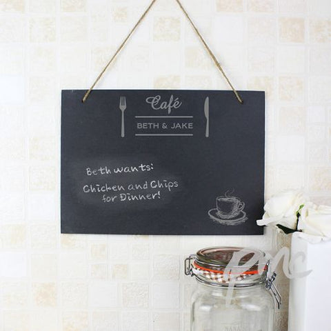 Personalised Cafe Hanging Slate Sign