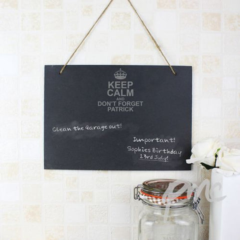 Personalised Keep Calm Hanging Slate Sign