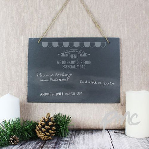 Personalised Menu Hanging Slate Sign