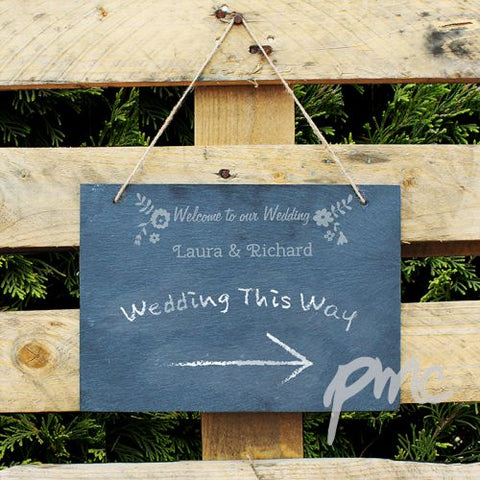 Personalised Wedding Flowers Hanging Slate Sign