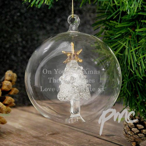 Personalised Glass Christmas Tree Bauble