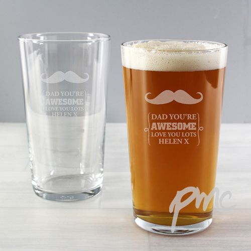 Personalised Moustache Pint Glass