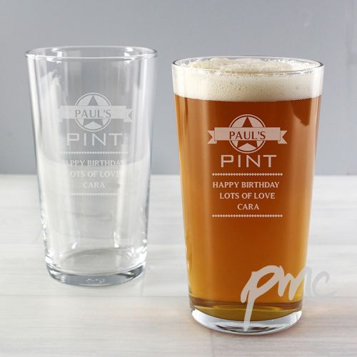 Personalised Diamond Pint Glass