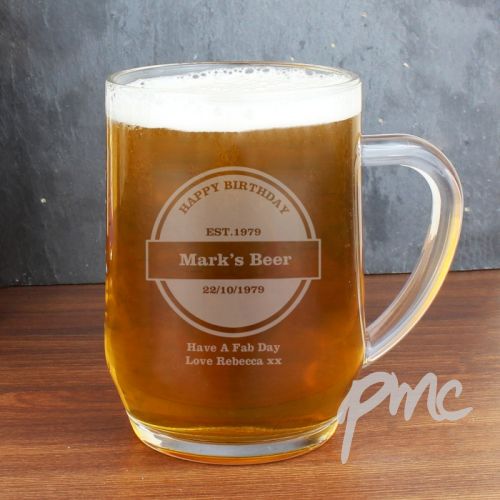 Personalised Established Beer Label Tankard