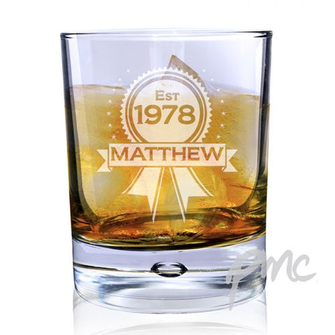 Personalised Established Rosette Tumbler Bubble Glass