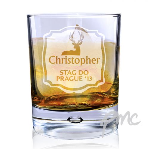 Personalised Stag Tumbler Bubble Glass