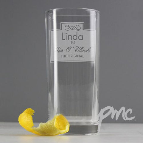 Personalised Gin O'Clock Hi Ball Bubble Glass