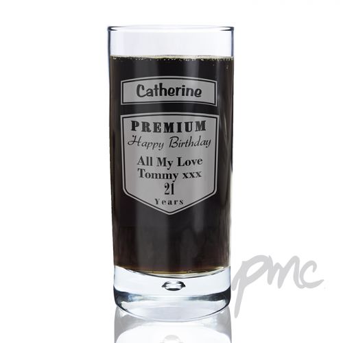 Personalised Premium Hi Ball Bubble Glass