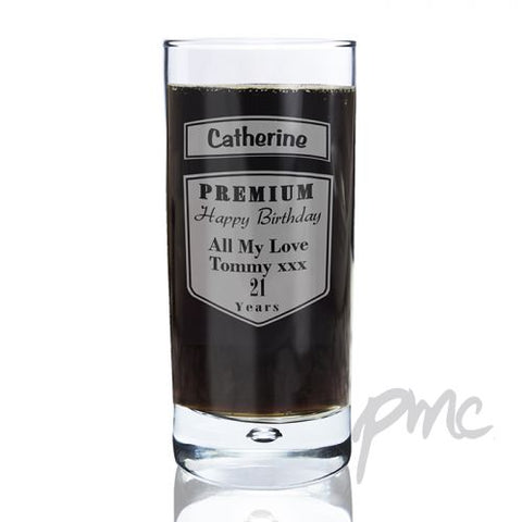 Personalised Premium Hi Ball Bubble Glass