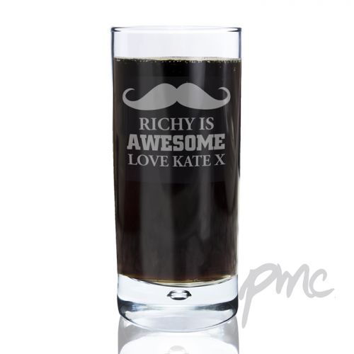 Personalised Moustache Hi Ball Bubble Glass