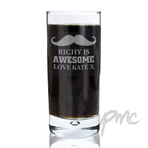 Personalised Moustache Hi Ball Bubble Glass