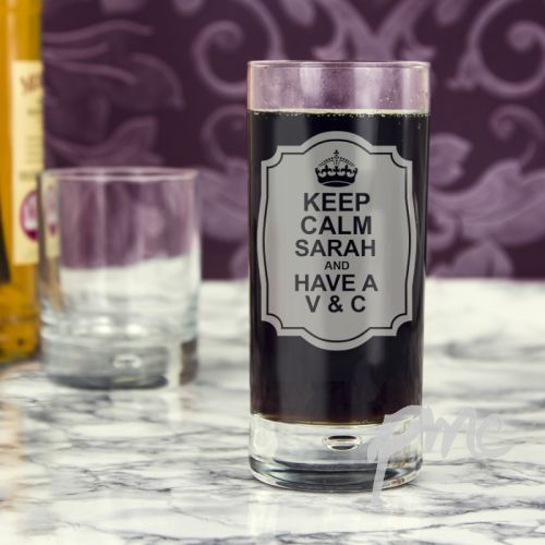 Personalised Keep Calm Hi Ball Bubble Glass