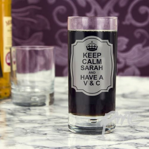 Personalised Keep Calm Hi Ball Bubble Glass