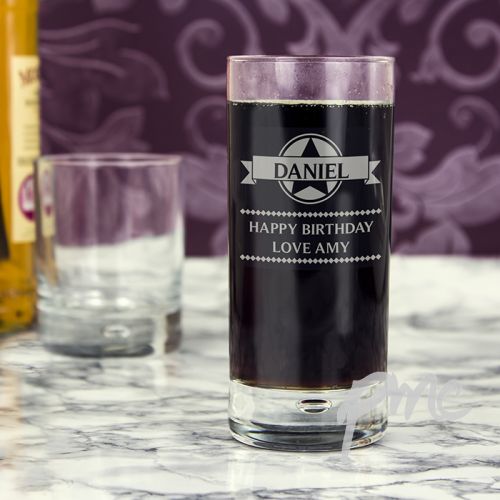 Personalised Diamond Hi Ball Bubble Glass