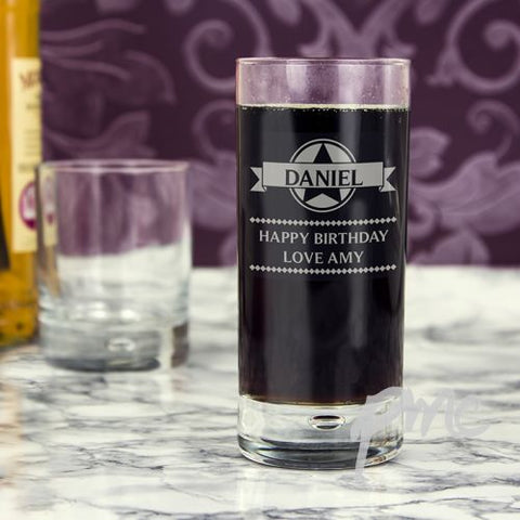 Personalised Diamond Hi Ball Bubble Glass