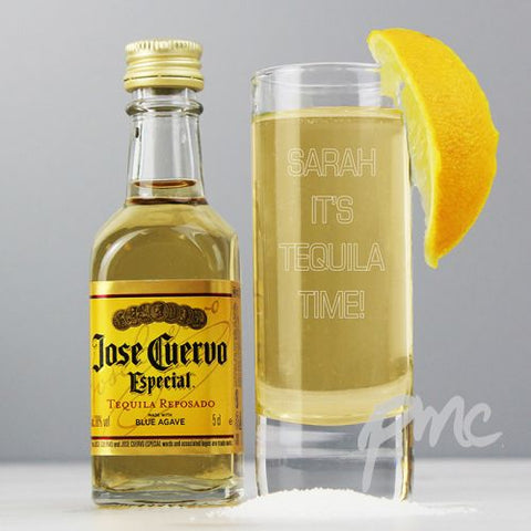 Personalised Shot Glass and Miniature Tequila - Text Only