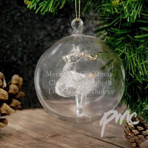 Personalised Glass Reindeer Bauble