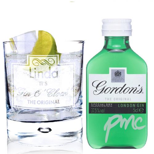 Personalised Gin OClock Glass & Gin Miniature Set