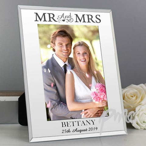 Personalised Mirrored Mr & Mrs 5x7 Glass Photo Frame