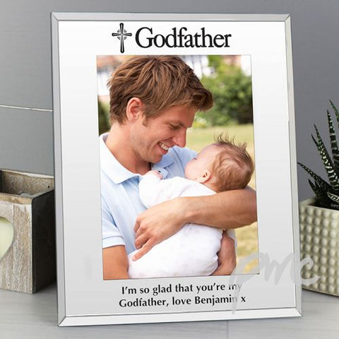 Personalised Godfather Mirrored Glass 5x7 Photo Frame