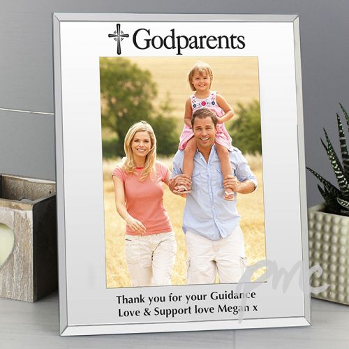 Personalised Godparents Mirrored Glass 5x7 Photo Frame