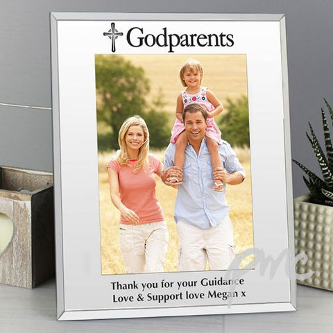 Personalised Godparents Mirrored Glass 5x7 Photo Frame