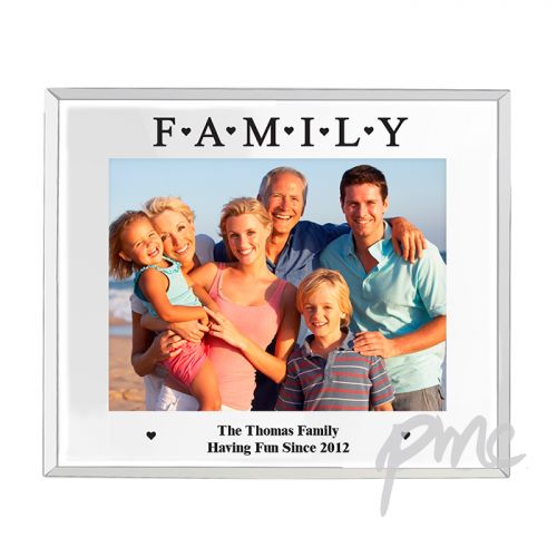 Personalised Mirrored Family Glass Photo Frame 7x5