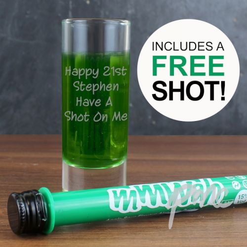 Personalised Shot Glass & Mmwah! Apple Sour Miniature Shot Set