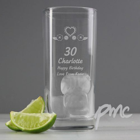 Personalised Birthday Craft Hi Ball Glass