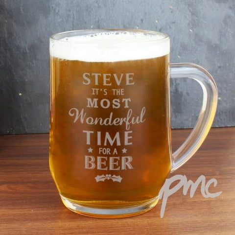 Personalised Wonderful Time For A Beer... Glass Tankard