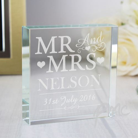 Personalised Mr & Mrs Large Crystal Token