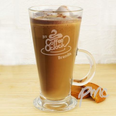 Personalised Coffee O Clock Latte Glass