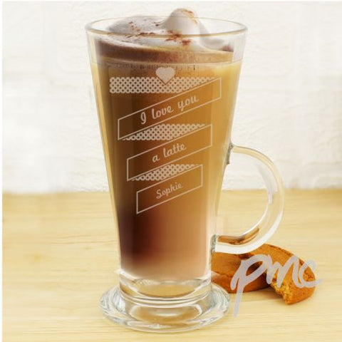 Personalised Heart Banner Latte Glass