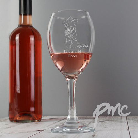 Personalised Me To You Wedding Female Wine Glass
