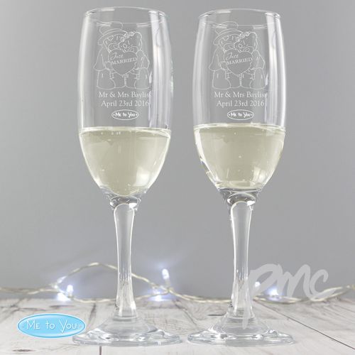 Personalised Me To You Engraved Wedding Pair of Flutes with Gift Box