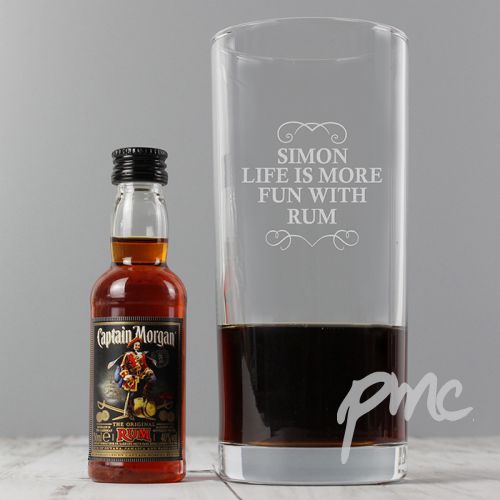 Personalised Any Message Hi Ball & Rum Miniature Set